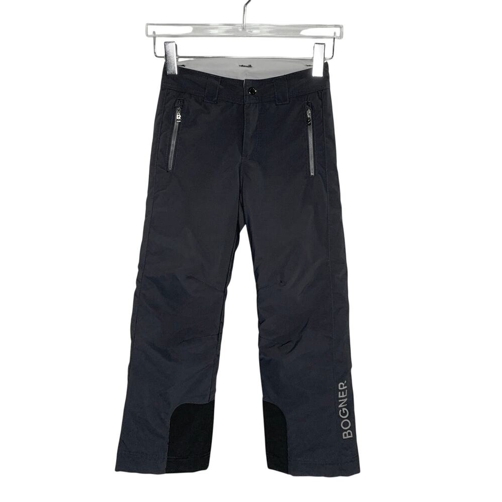 Bogner Kids Black Ski Pants ML Inner ankle Scuff Guard Vertical Logo Snow Winter